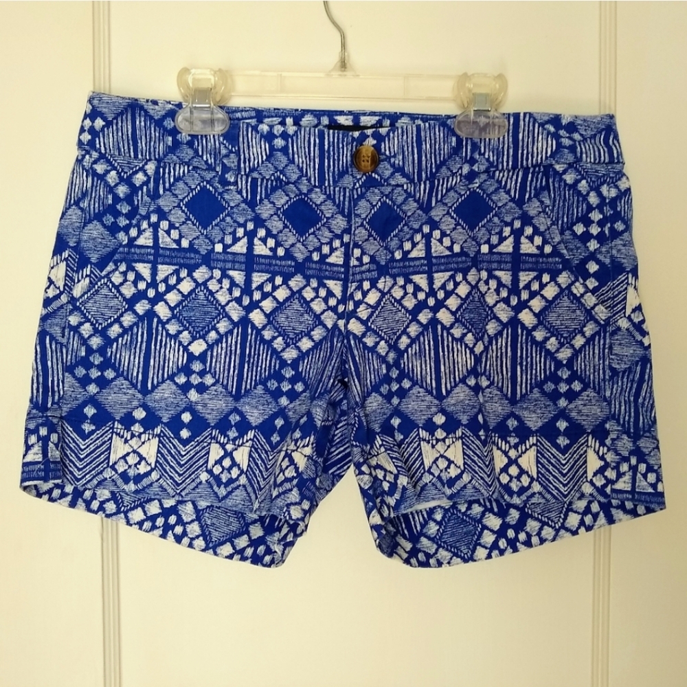 AEO Y2K Tribal blue white shorts geometric soft comfortable